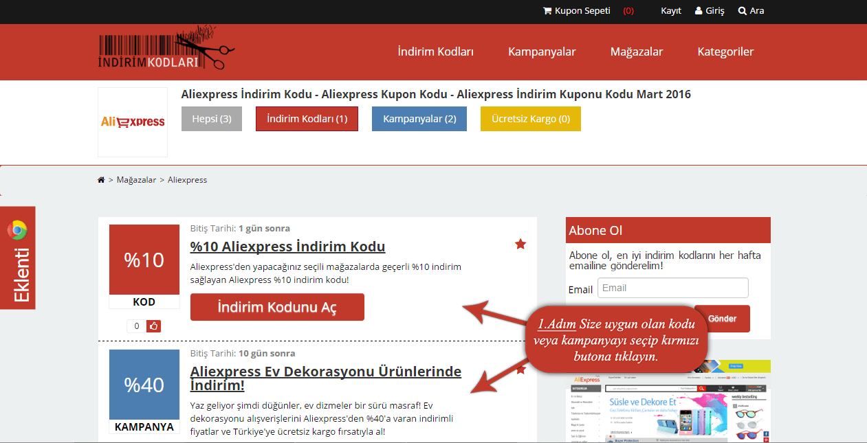 aliexpress indirim kodu
