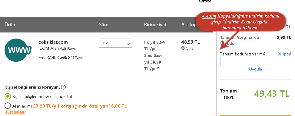godaddy promosyon kodu